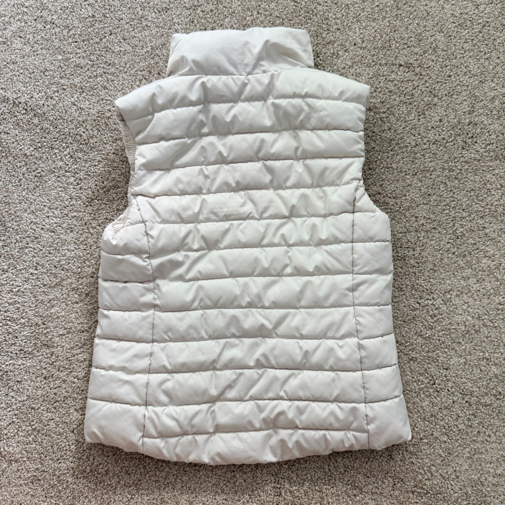 Old Navy Puffer Vest Kids Size M 8 Cream Off White Quilted Active Full Zip - Picture 2 of 6